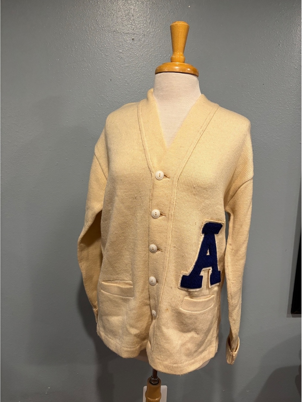 Vintage 1950s 60s Varsity Letterman Cardigan Sweater, Collegiate